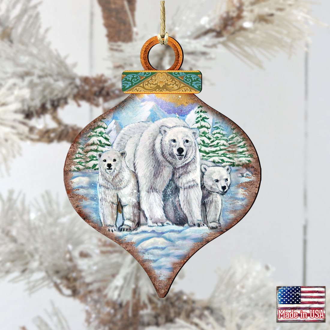 Adornos de madera con forma de oso polar de Nature Wonders - Decoración navideña con temática de vida silvestre - 8035215