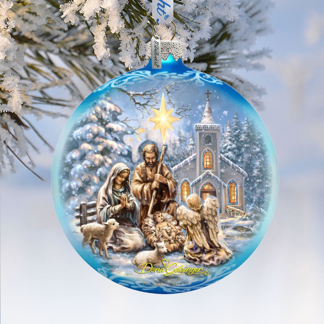 Nativity at the Chapel Glass Ornament Limited Edition by D. Gelsinger - Nativity Holiday Decor - 73895-1606