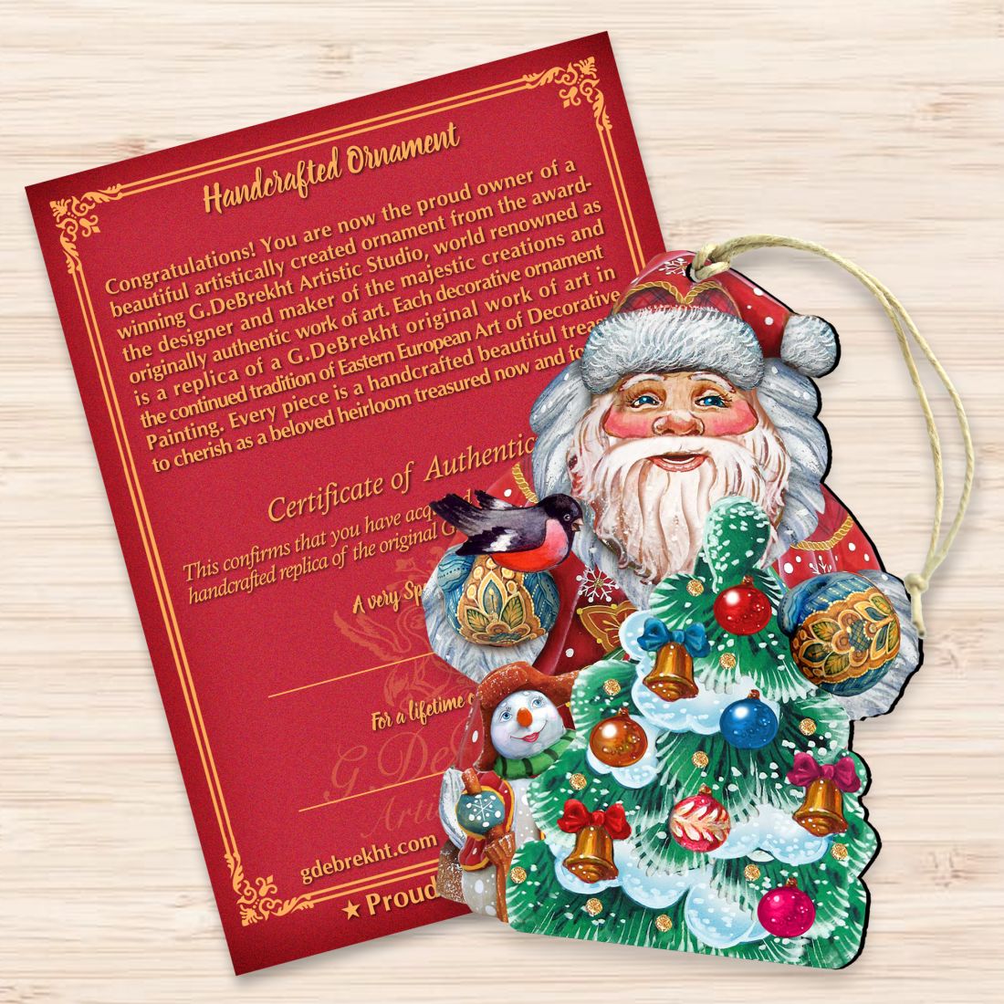 Adornos de madera para decorar el árbol de Papá Noel por G. DeBrekht - Decoración navideña de Papá Noel y muñeco de nieve - 8119181