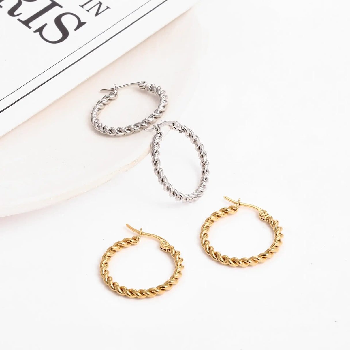 Golden Twist Weave Twisted Wire Hoop Earrings - Lootquake