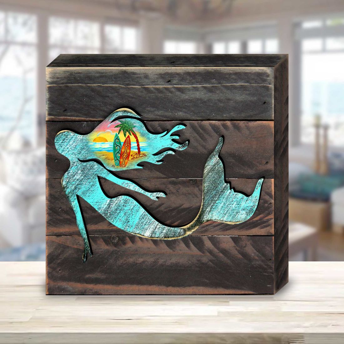 Mermaid Wooden Decor by G. DeBrekht - Coastal Holiday Decor - 8198514B