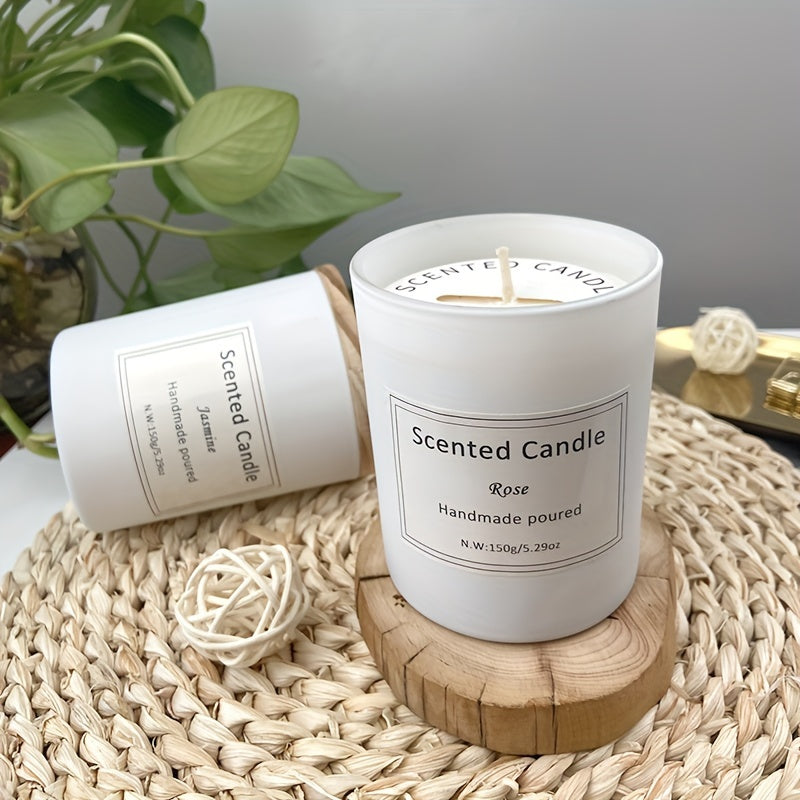 6 Bottles, Scented Candle, 150g (5.29oz) Smokeless Candle, 45 Hours Burning Time, Vanilla, Jasmine, Lavender, Home, White Glass Gift Box, Wedding, Birthday, Halloween, Thanksgiving, Christmas, Mom, Friend, Wife Sister Women H