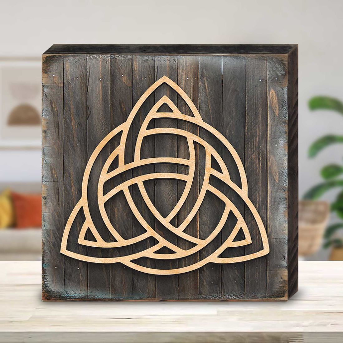 Arte celta de madera con símbolo de espiral para pared - Decoración celta - 953168B