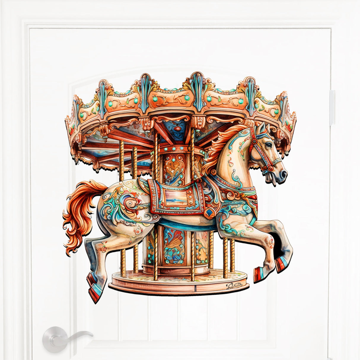 Carousel Horse Holiday Door Decor by G. Debrekht - Christmas Decor - 8611027H