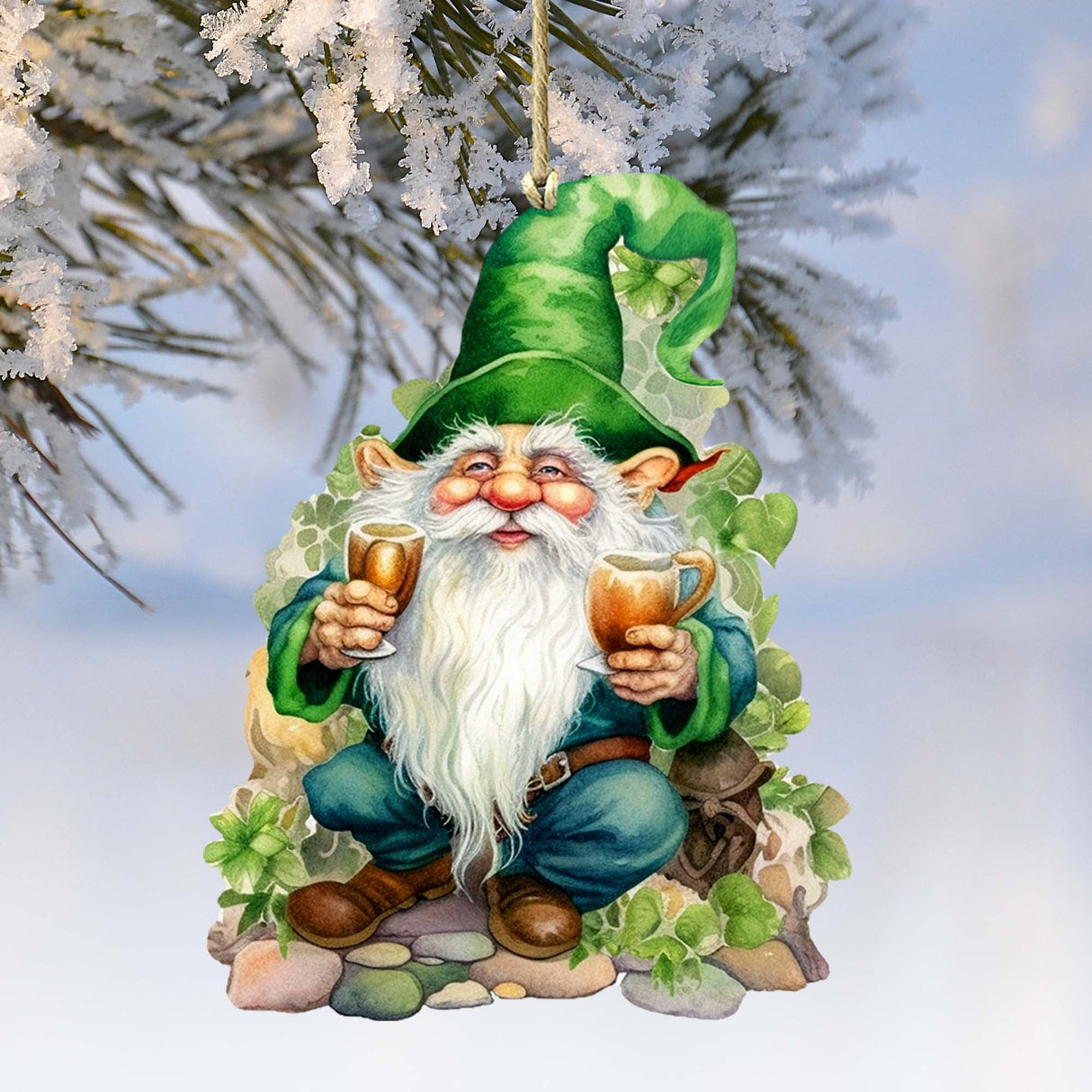 Lucky Leprechaun Wooden Ornaments by G. DeBrekht Easter Spring Decor - 8652778