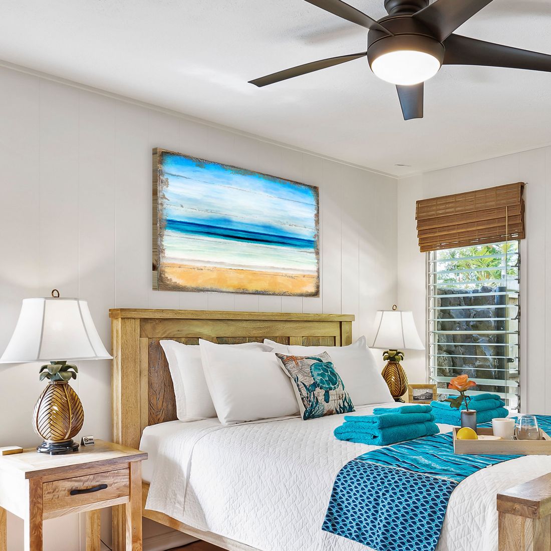 Arte mural costero de madera de la playa Spataro de Nature Wonders - Decoración costera con vida marina - 95226B