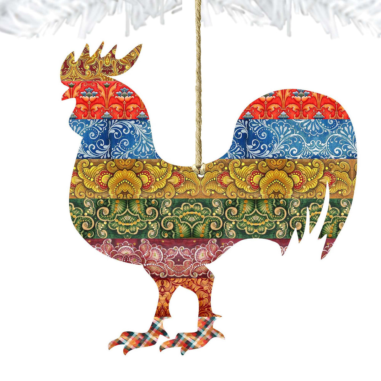 Adornos de madera con diseño de gallo acolchado de G. DeBrekht - Decoración de primavera para Pascua - 8198135