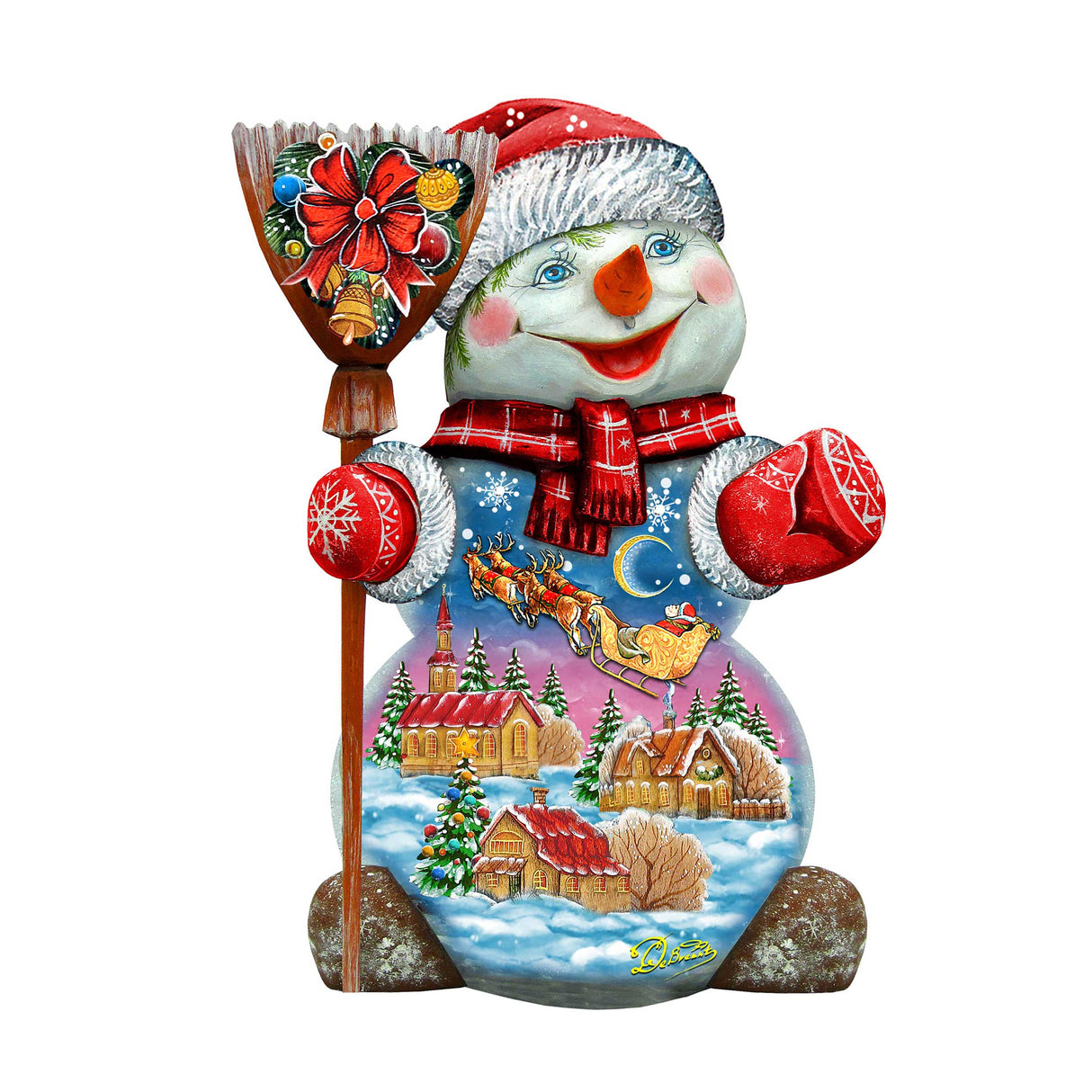 Decoración navideña de Papá Noel en el cielo nocturno con muñeco de nieve para puerta de G. DeBrekht - 818158H