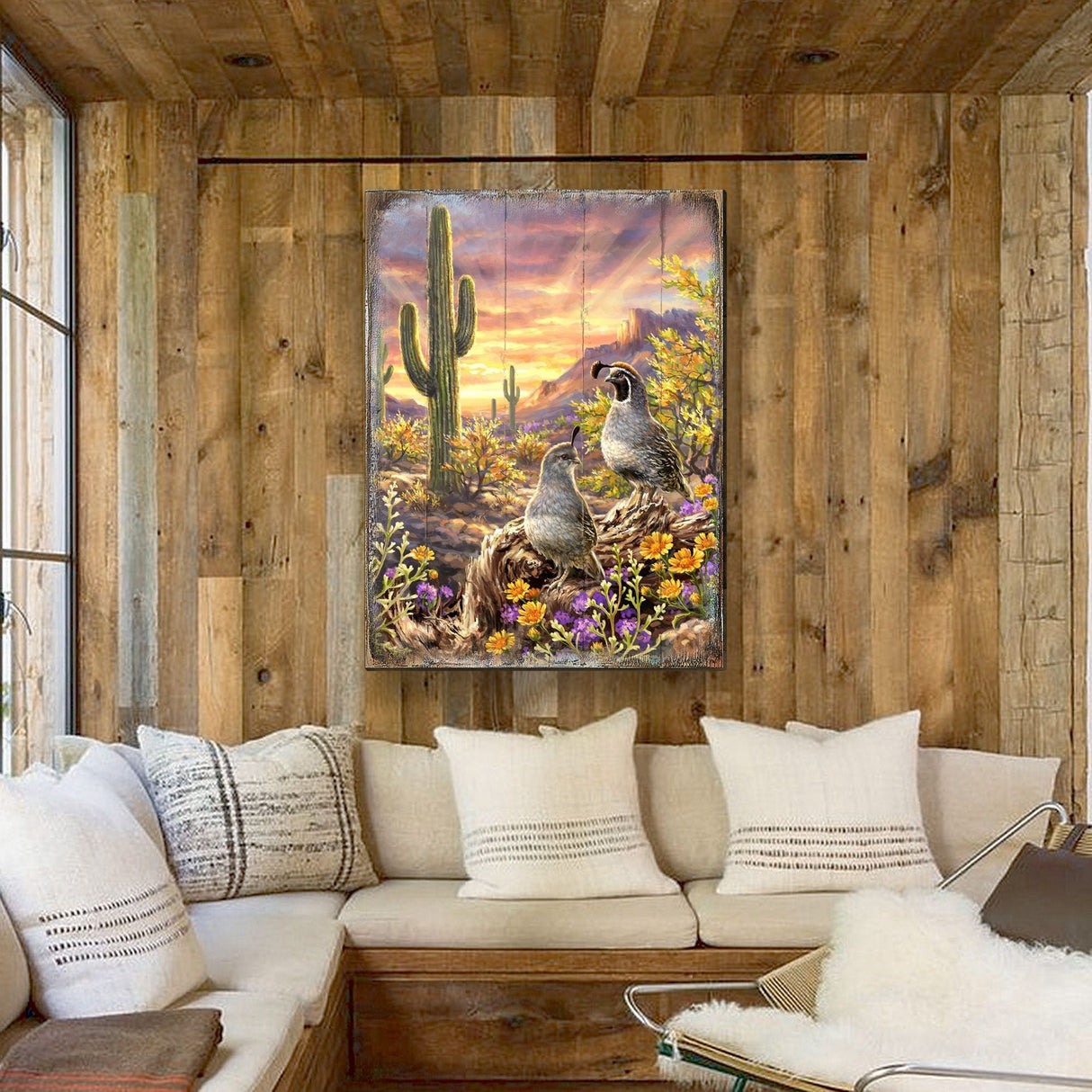 Quail Vista Art Wooden Wall Art by D. Gelsinger - Nature Wildlife Decor - 95654B-1623