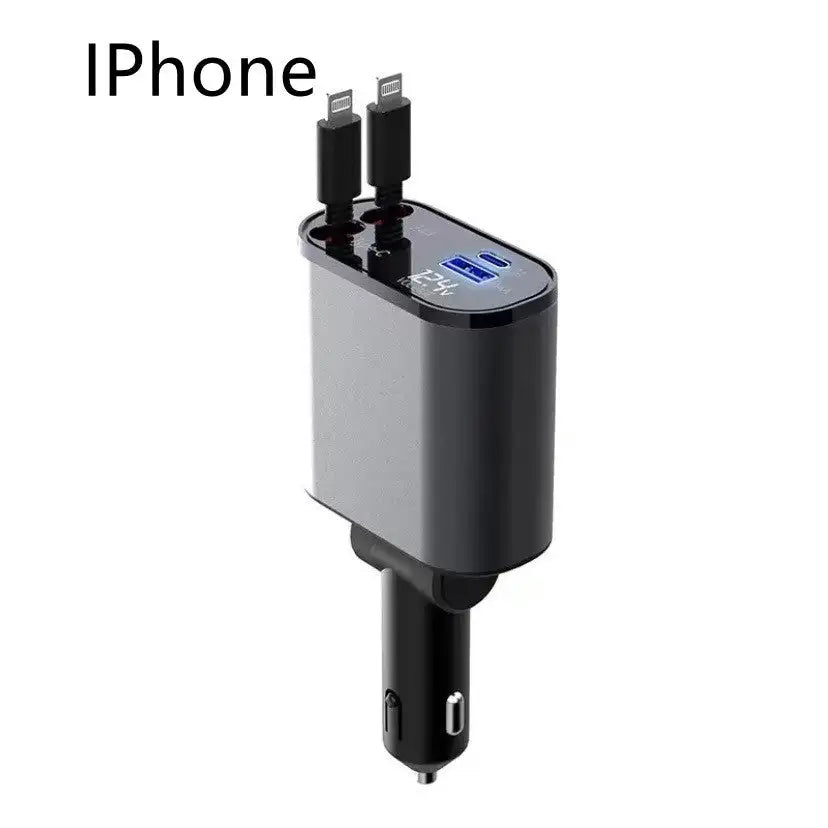 Metal Car Charger 100W Super Fast Charging Car Cigarette Lighter USB And TYPE-C Adapter - Lootquake