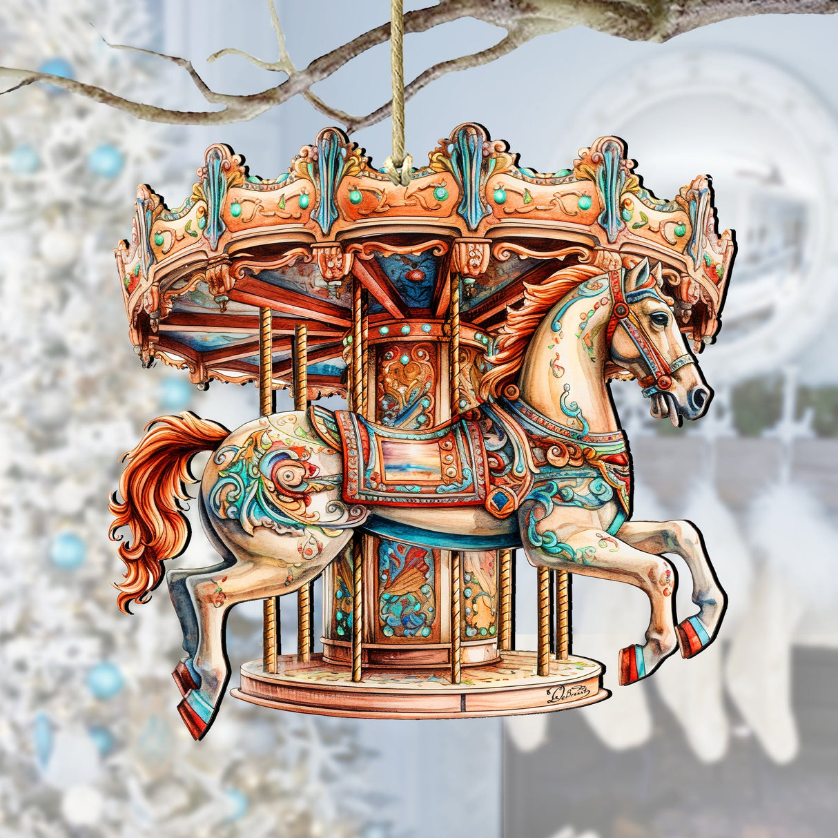Carousel Horse Wooden Ornaments by G. Debrekht Christmas Decor - 8611027