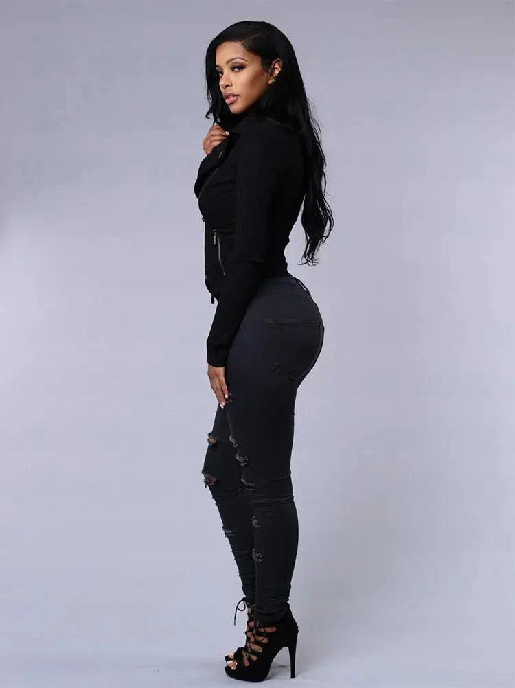 2025 Women's Stretch Skinny Ripped Hole Washed Denim Jeans Female High Waist Pencil Y2k Pants Jeans Ladies Casual Trousers Pants