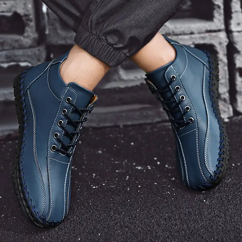 Autumn And Winter Mid-top Work Shoes Side Zipper Casual - Lootquake