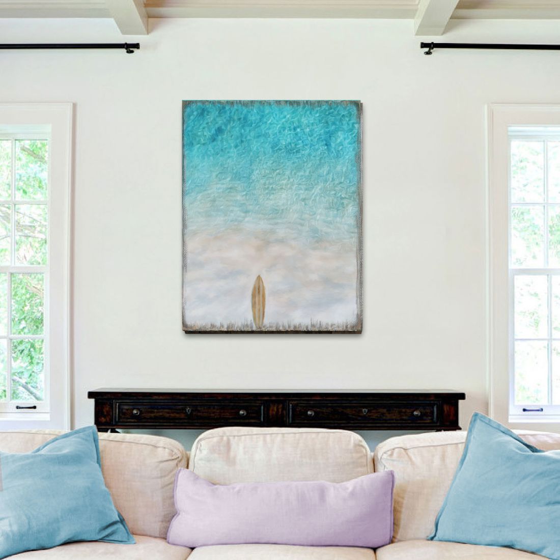 Surfboard Wooden Coastal Wall Art by Nature Wonders - Coastal Sea-Life Decor - 95394B