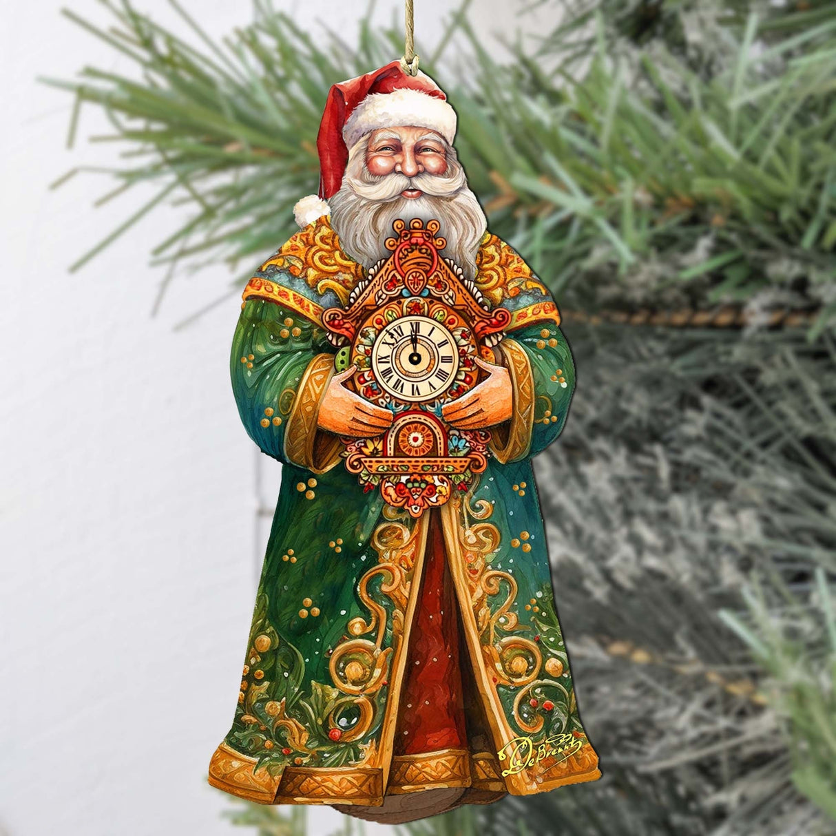 Adornos de madera del Reloj Mágico de San Nicolás de G. Debrekht - Decoración navideña de Papá Noel y muñeco de nieve - 8691412