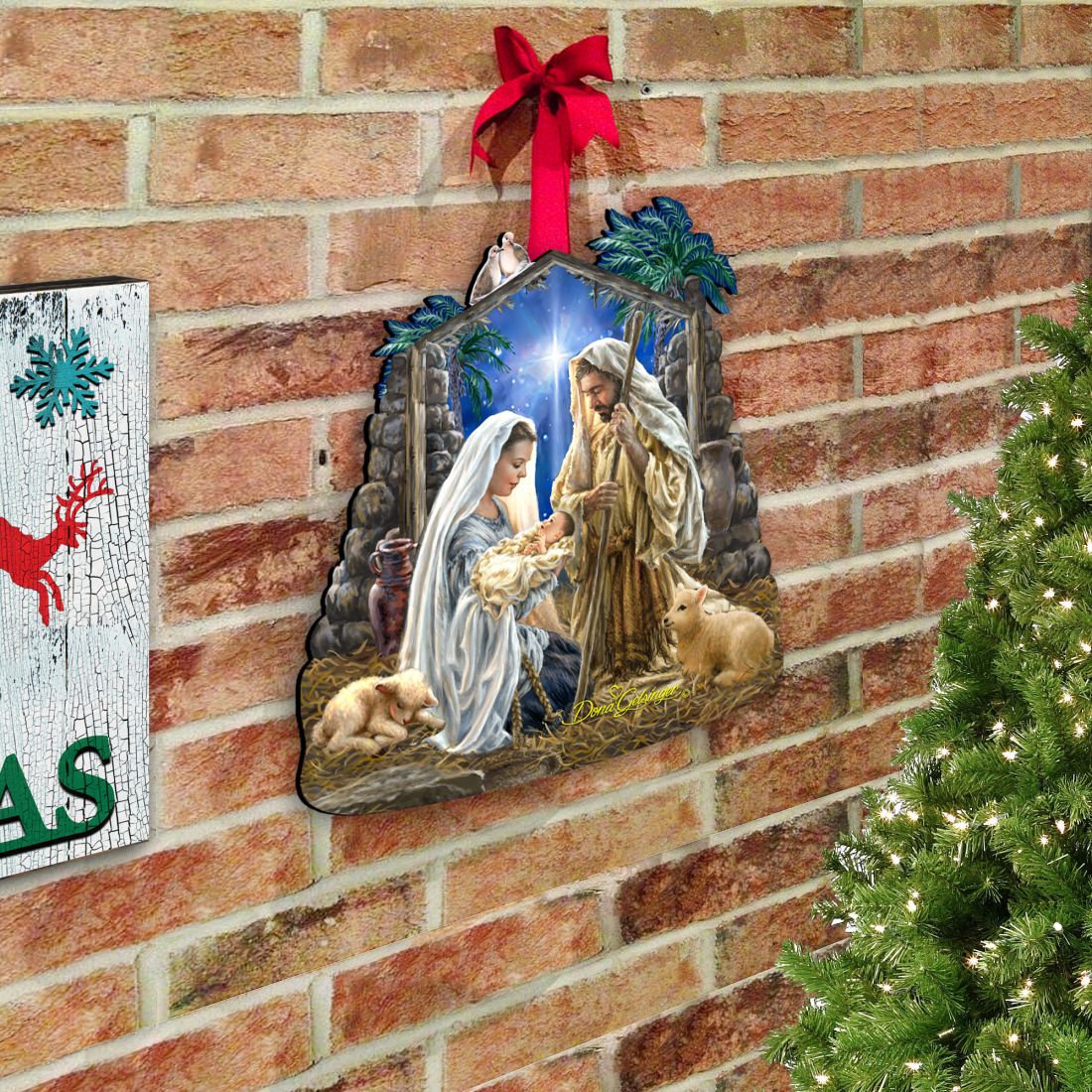 Decoración para puerta del Nacimiento "Gloria a Dios" de D. Gelsinger - Decoración navideña del Nacimiento - 8461010H-1722