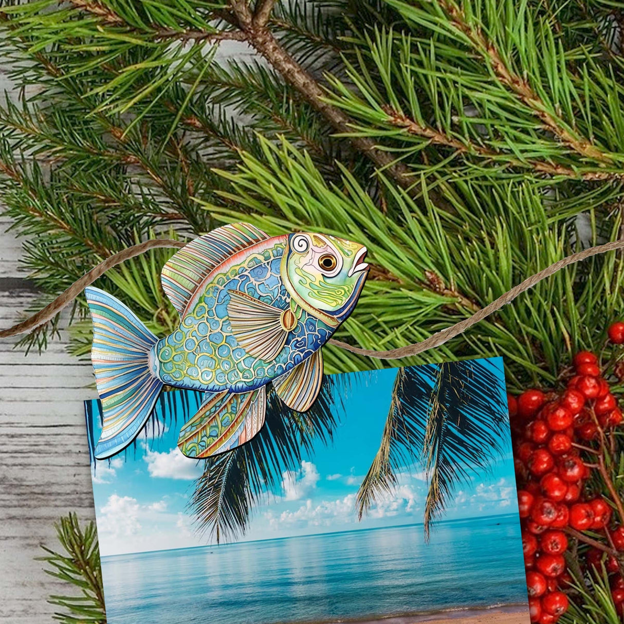 Coastal Fish Decorative Wooden Clip-on Ornaments Set of 3 by G. Debrekht - Coastal Decor - 8091034C-S3