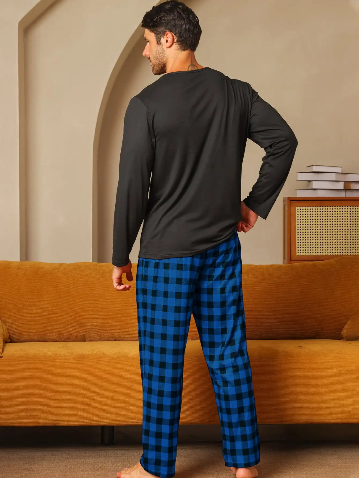 Ice Silk Long Sleeve Long Pants Men's Pajama Set - Lootquake