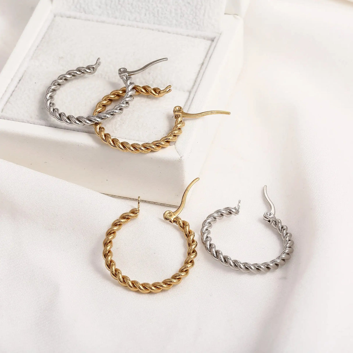 Golden Twist Weave Twisted Wire Hoop Earrings - Lootquake