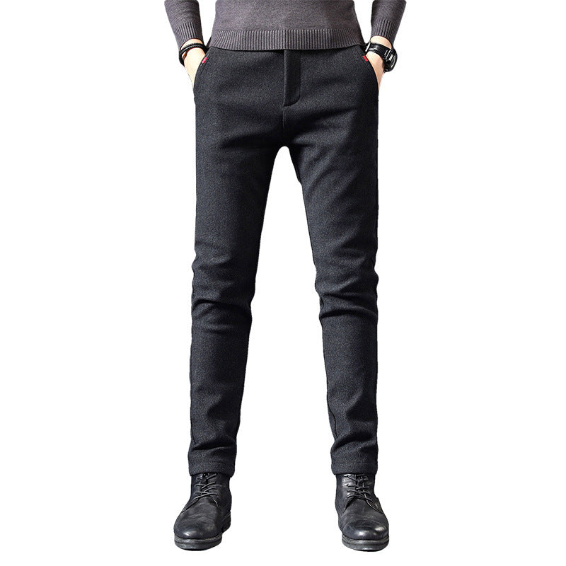 Fleece Lined Sanded Slim-fit Stretch Casual Pants - Lootquake