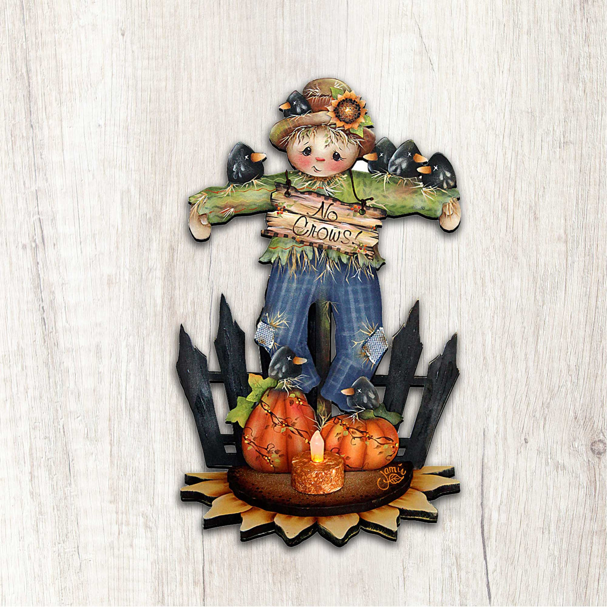 No Crows Scarecrow Halloween Door Decor by Jamie Mills-Price - Thanksgiving Halloween Decor - 8457404H