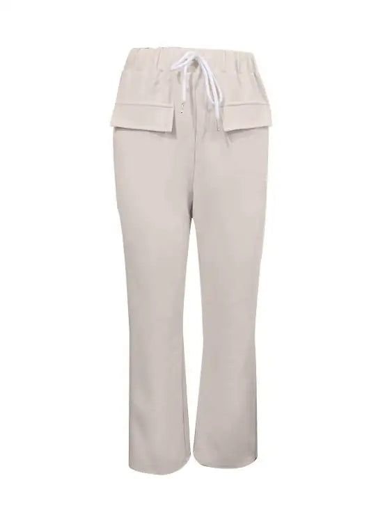 Women's Solid Color Casual Drawstring Tied Sports Pants - Lootquake