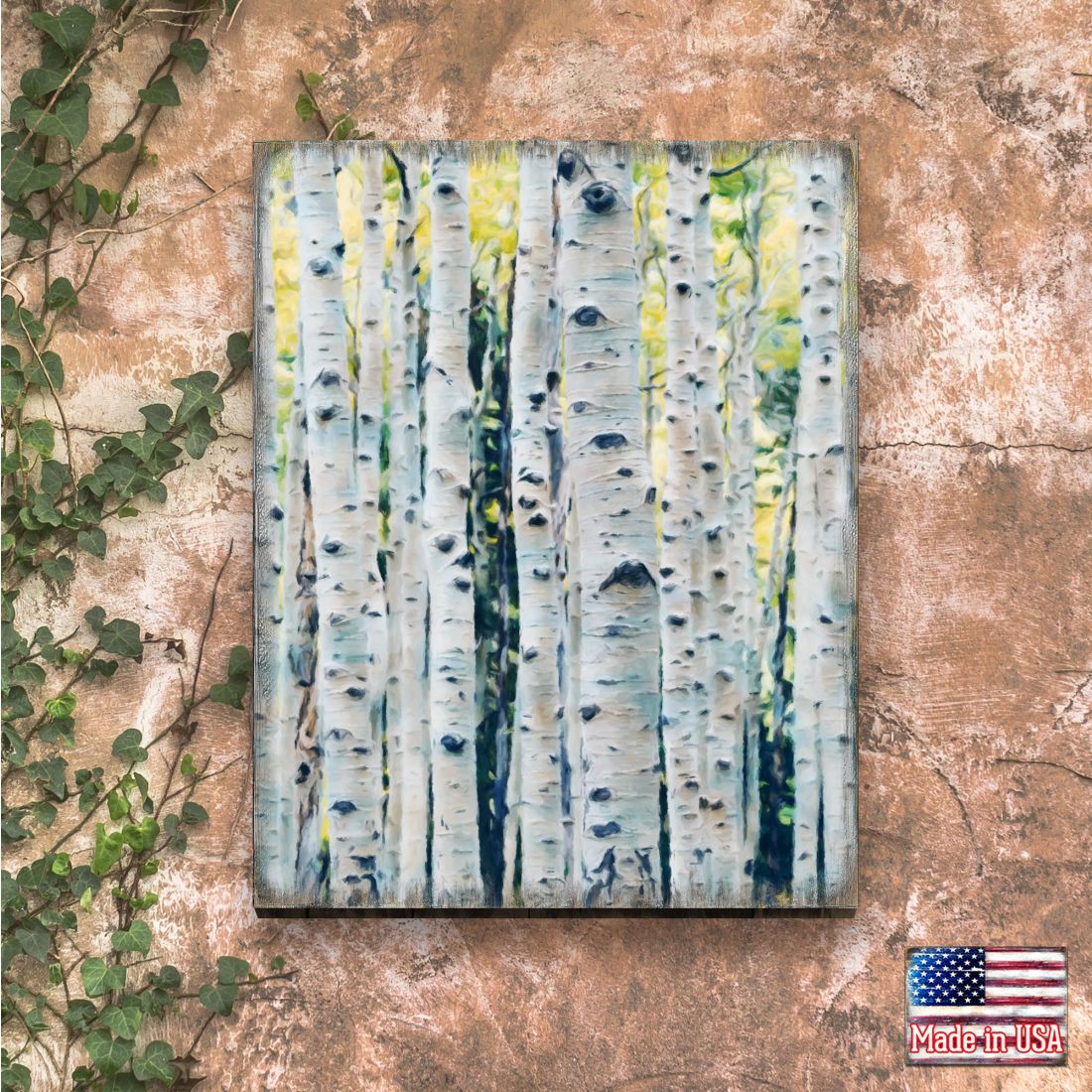 Birch Grove Art Wooden Wall Art by Nature Wonders - Nature Wildlife Decor - 95390B