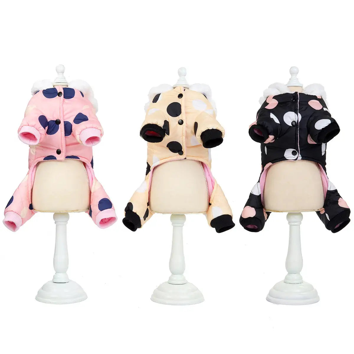 Warm big polka dot four-leg cotton coat - Lootquake