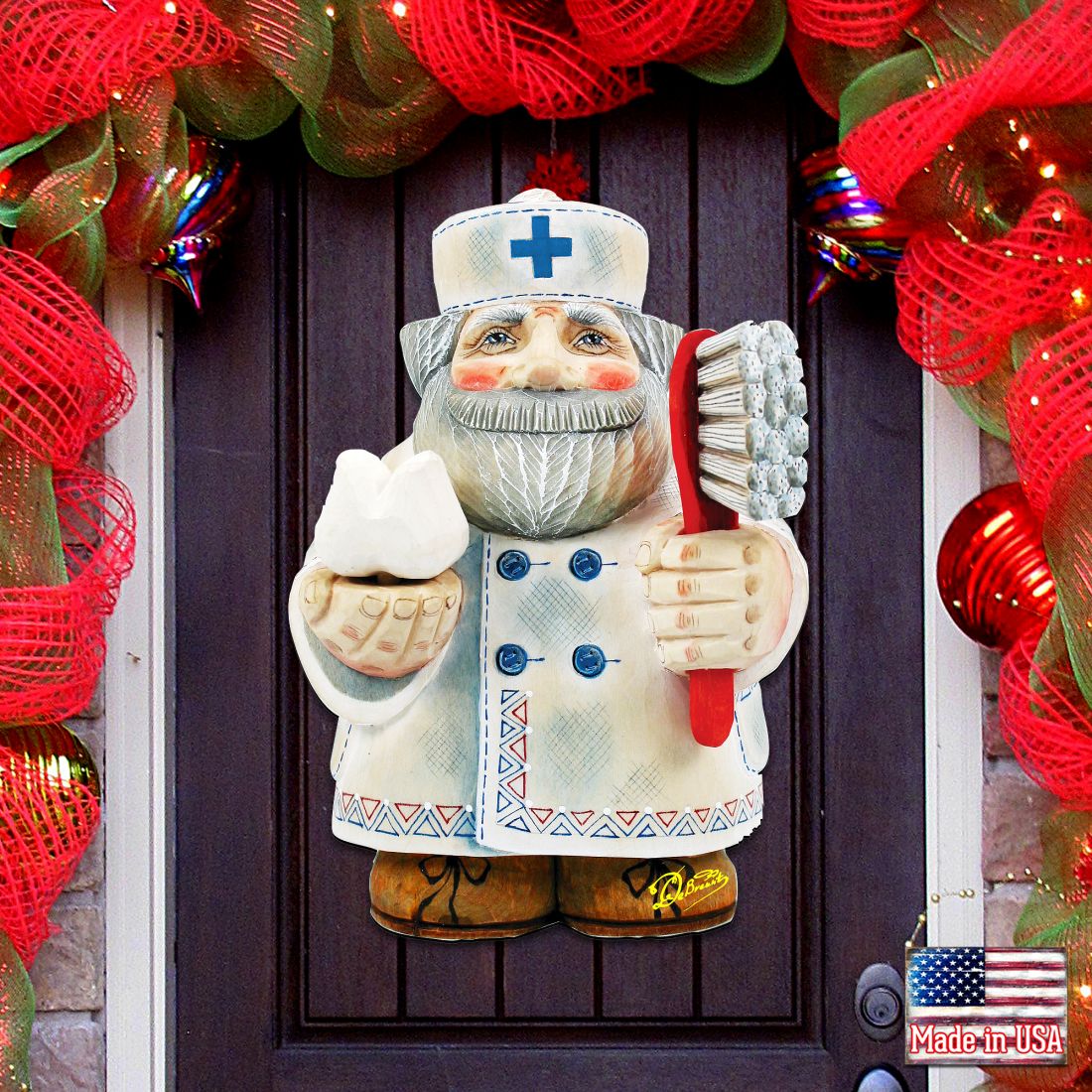 Dentist Door Christmas Door Decor by G. DeBrekht - Christmas Santa Snowman Decor - 8151922H