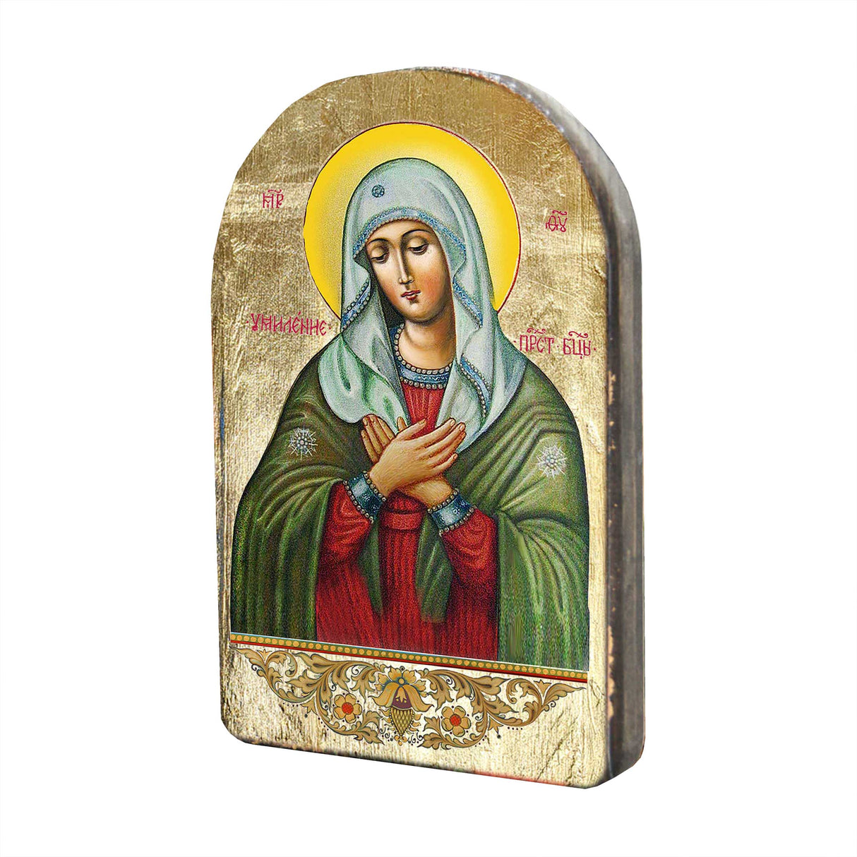 Icono sagrado ortodoxo religioso de madera bañado en oro de la Madre de Dios Ternura - Decoración inspiradora - 86012