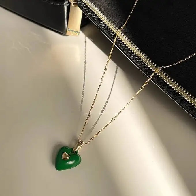 Colored Loving Heart Sweet Cool Necklace Light Luxury Minority Fashion - Lootquake