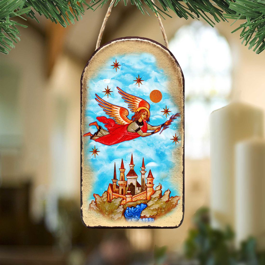 Ángel vigilante en vuelo, adorno religioso cristiano sagrado - Decoración inspiradora - 87034