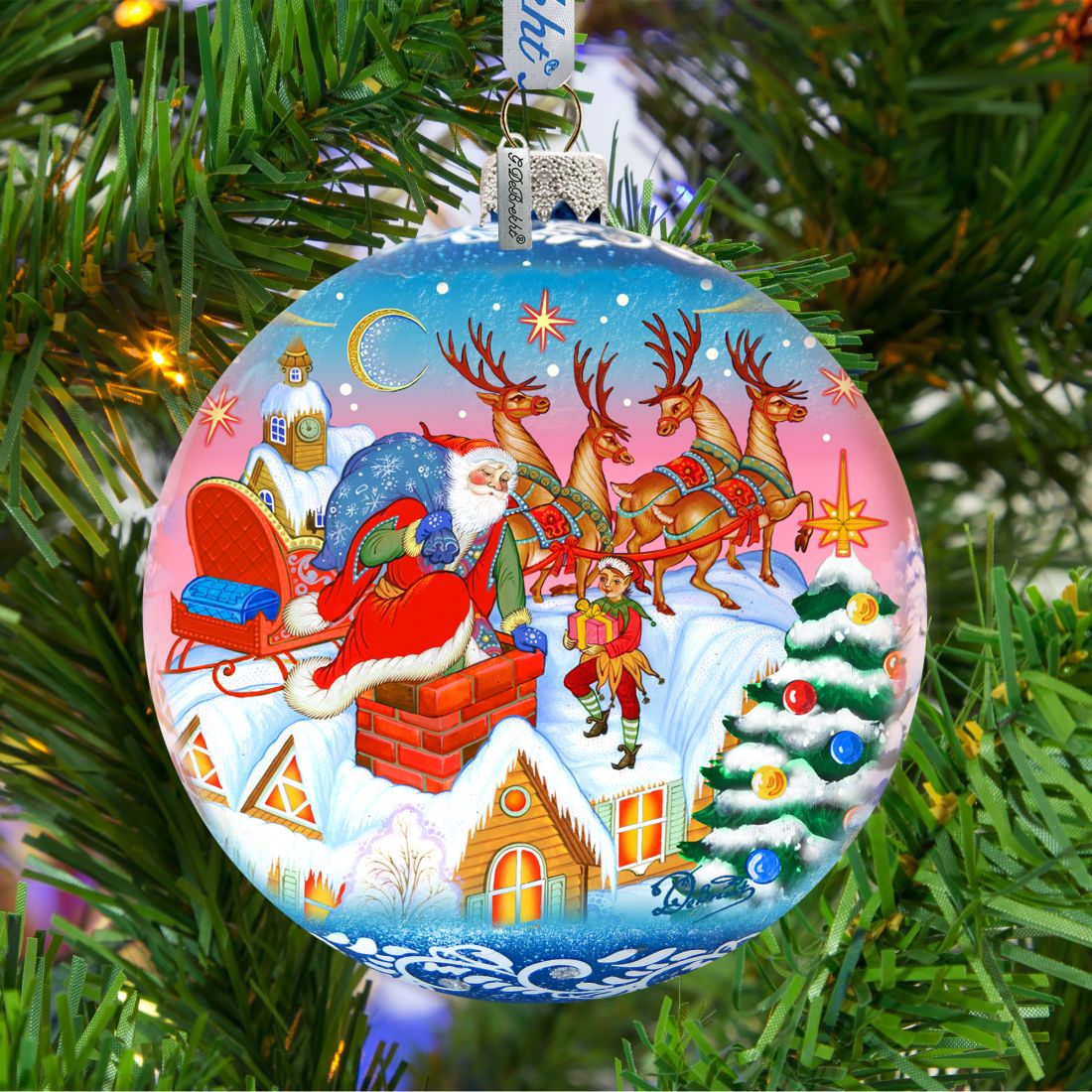 Adorno de bola de cristal con entrega especial, edición limitada, de G. DeBrekht - Decoración navideña de Papá Noel y muñeco de nieve - 73845