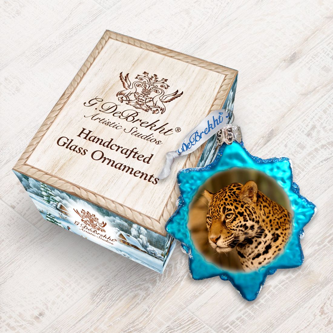 Adorno de vidrio con mercurio de guepardo de G. DeBrekht - Decoración navideña de vida silvestre - 771041