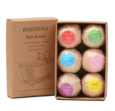 6 pcs Organic Bath Bombs Bubble Bath Mint Lavender Rose Flavor - Lootquake