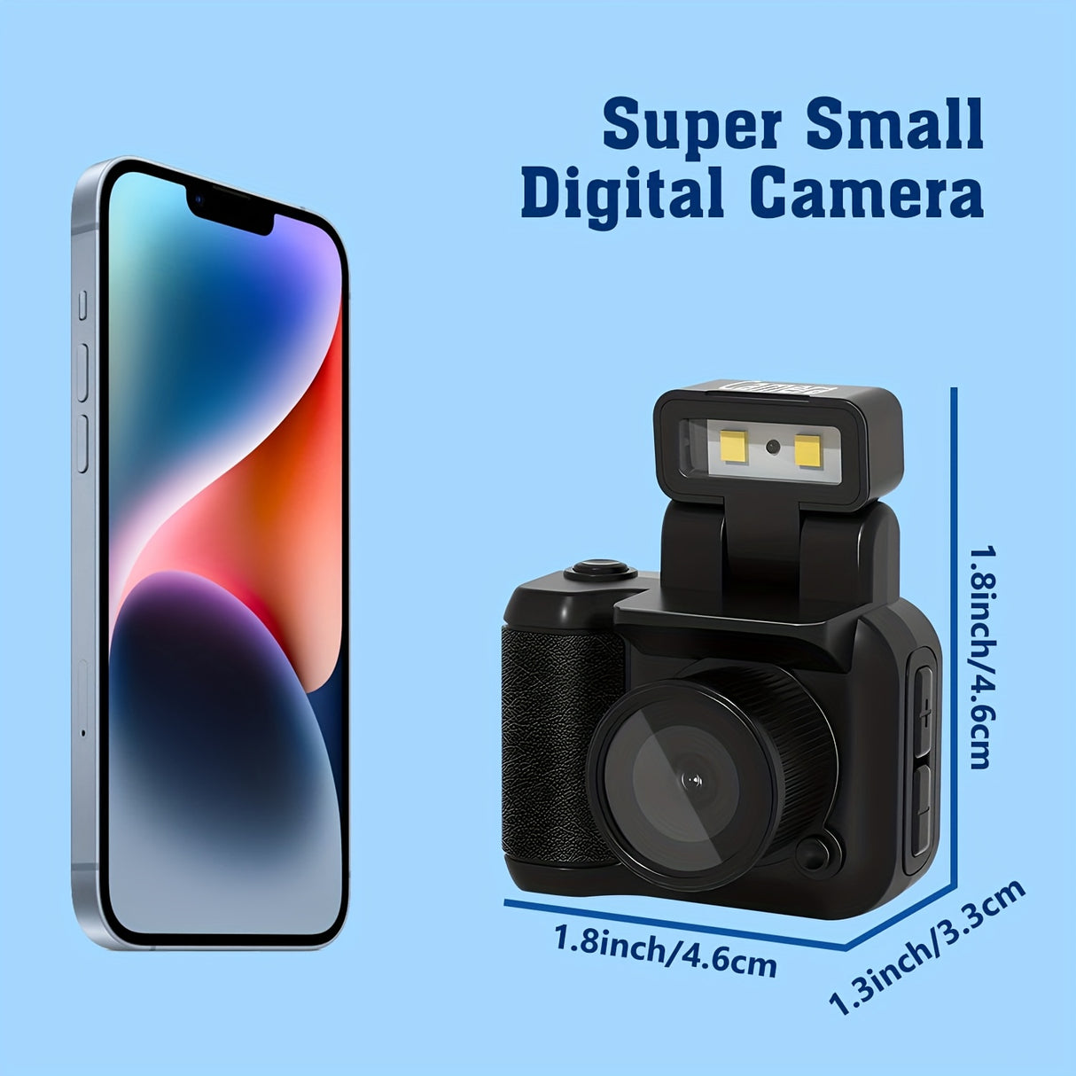 1080P HD Mini Digital Camera with LED Flash, Keychain Attachment, and 16GB Memory Card – Compact Retro Instant Camera for Travel, Holidays, and Everyday Use (White/Pink/Black), Mini Camera
