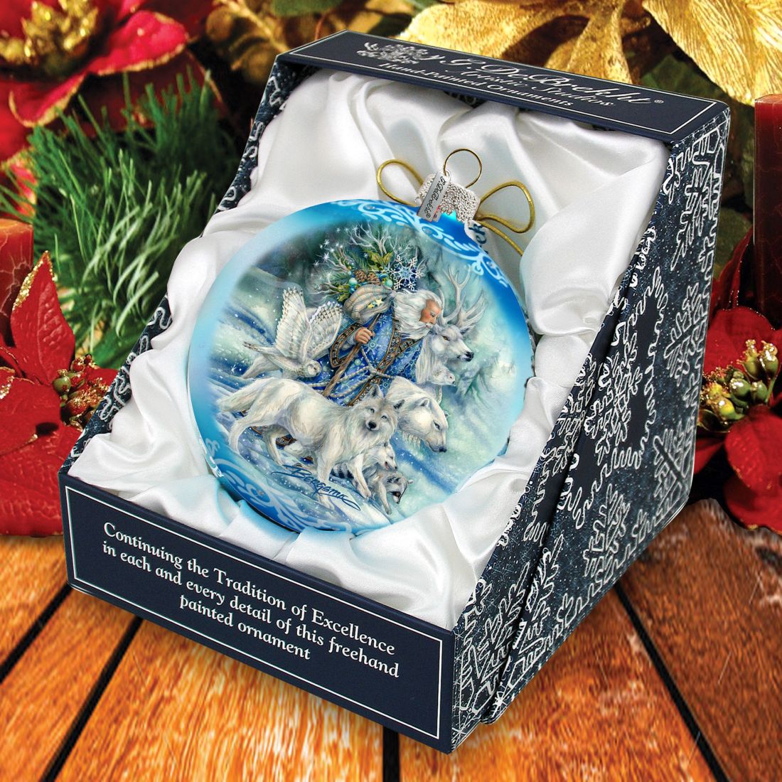 Adorno de cristal "Los espíritus salvajes del invierno", edición limitada, de J. Bergsma - Decoración navideña de Papá Noel y muñeco de nieve - 73910-JB