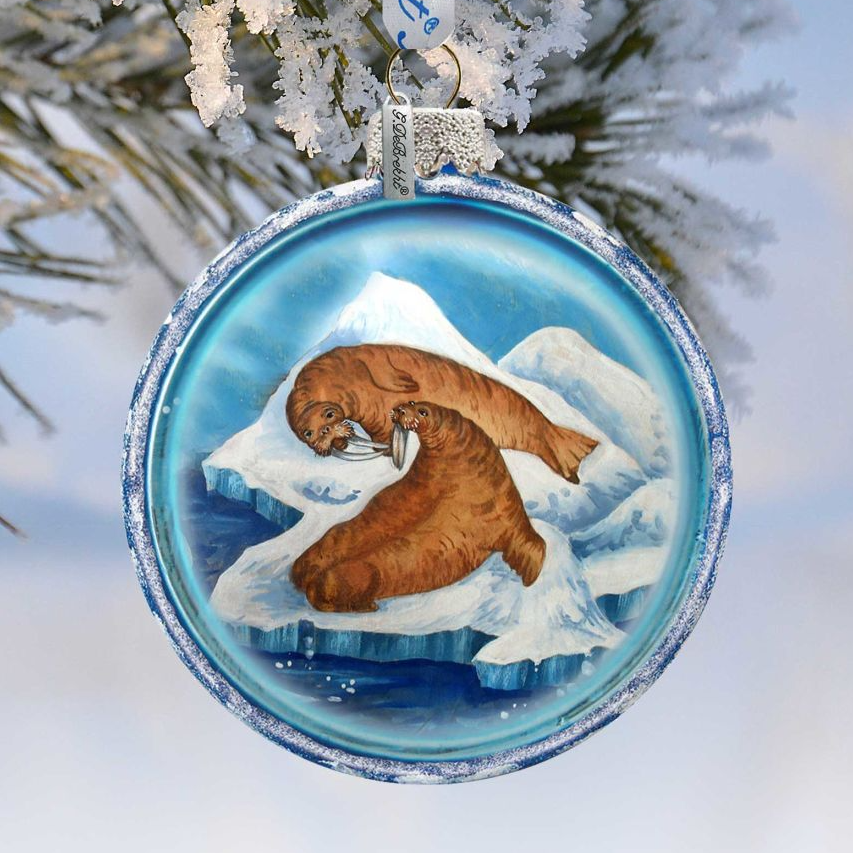 Arctic Family Glass Ornament by G. DeBrekht - Wildlife Holiday Decor - 764-012