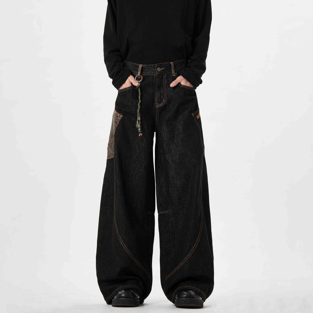 Black Jeans With Wide Legs For Men And Women - Lootquake