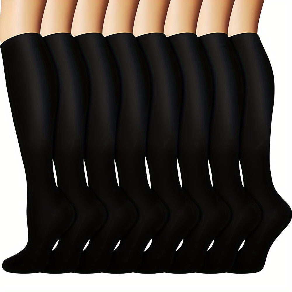 8 paires de chaussettes de compression unisexes infusées de cuivre – Soutien circulatoire amélioré (10-20 mmHG) – Hauteur genou confortable pour infirmières, grossesse, course à pied, randonnée et cyclisme