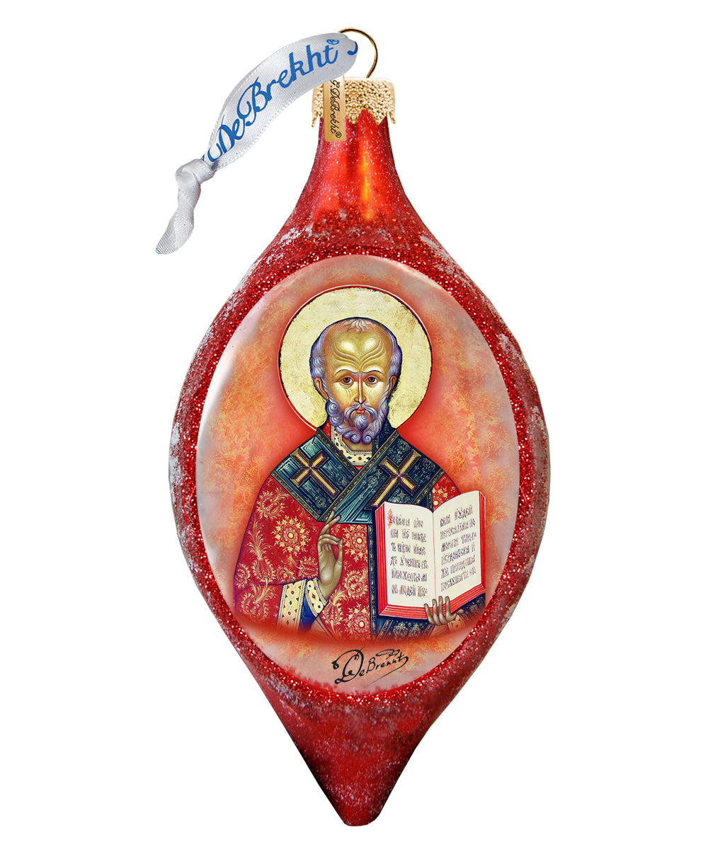 Saint Nick Drop Glass Ornament by G. DeBrekht - Christmas Santa Snowman Decor - 757-011