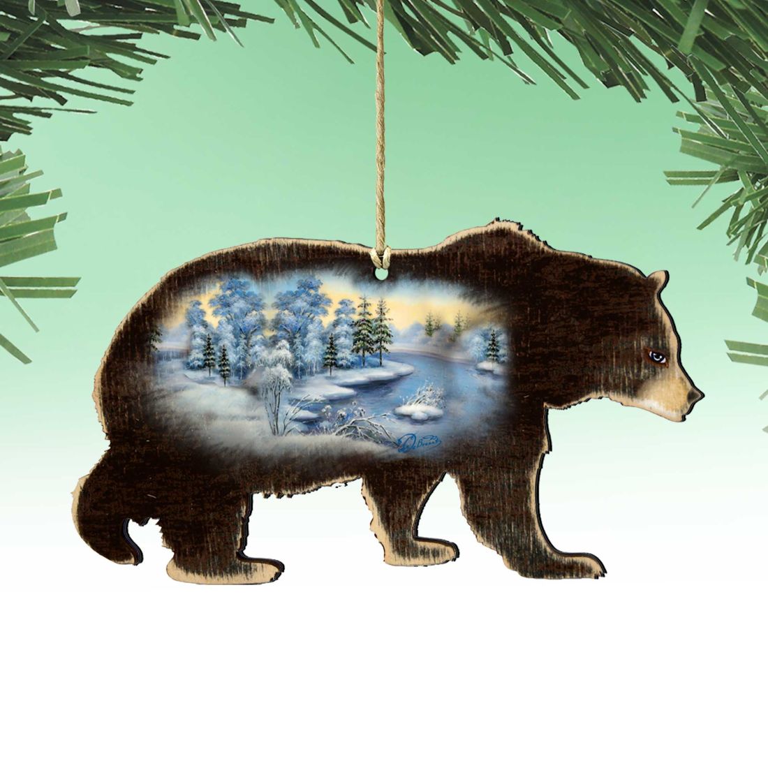 Black Bear Wooden Ornaments by G. DeBrekht - Wildlife Holiday Decor - 8198215-5
