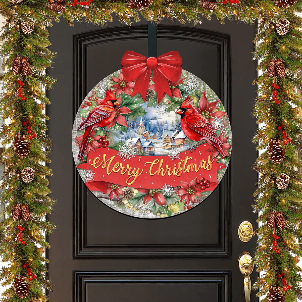 Merry Christmas Front Door Welcome Sign, Wooden Front Porch Decor by G. Debrekht Christmas Decor - 933121H