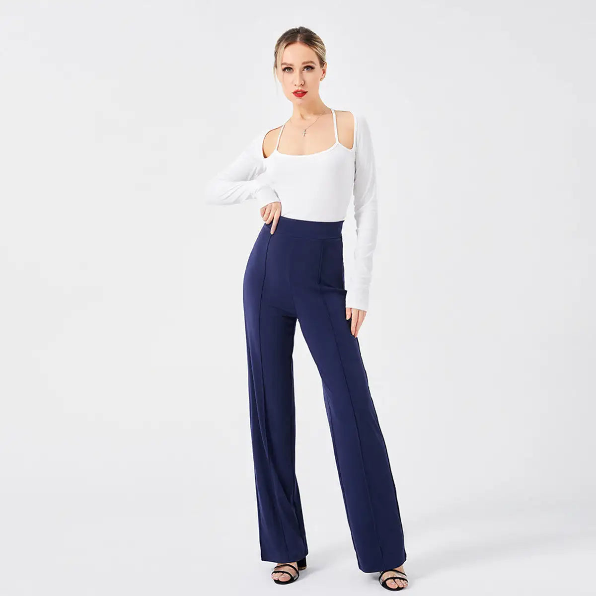 Solid Color Casual Pants Slim, High-waisted Bell Bottoms - Lootquake