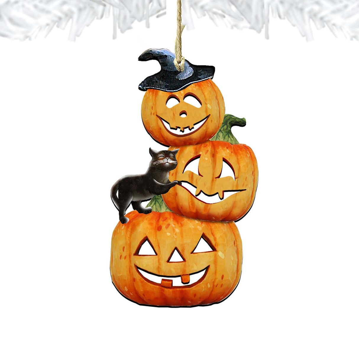 Adornos de madera de calabazas apilables aterradoras de G. DeBrekht - Decoración para Halloween y Acción de Gracias - 8158415