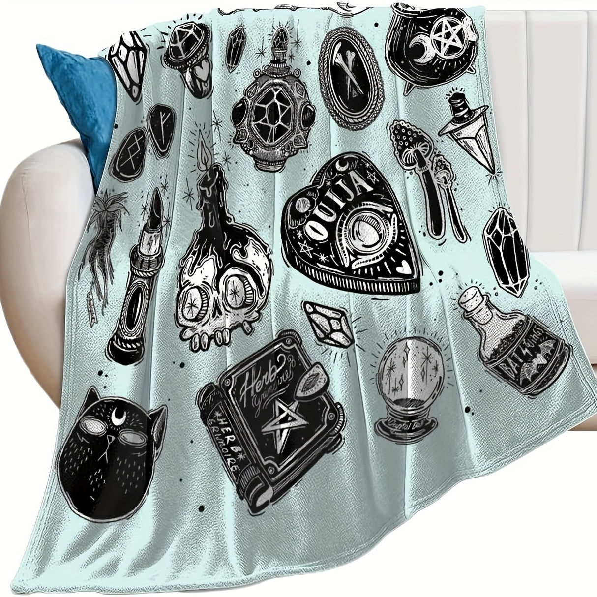 1pc Witch Gothic Blanket Lightweight Flannel