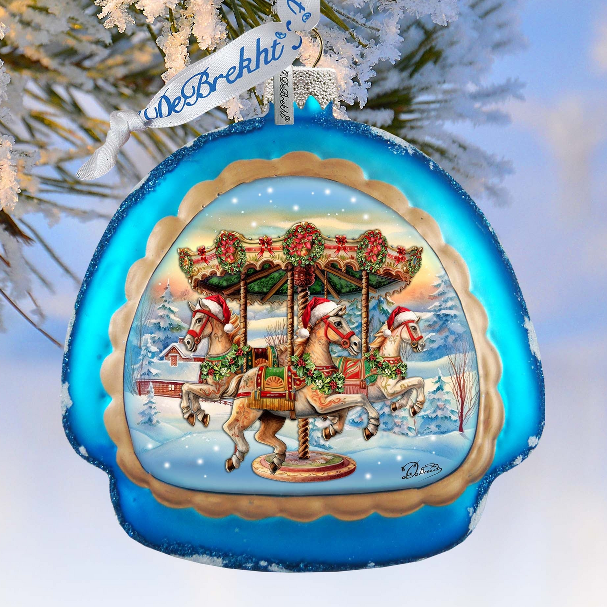 Christmas Carousel Rainbow Glass Ornament by G. Debrekht - Christmas Decor - 756-021