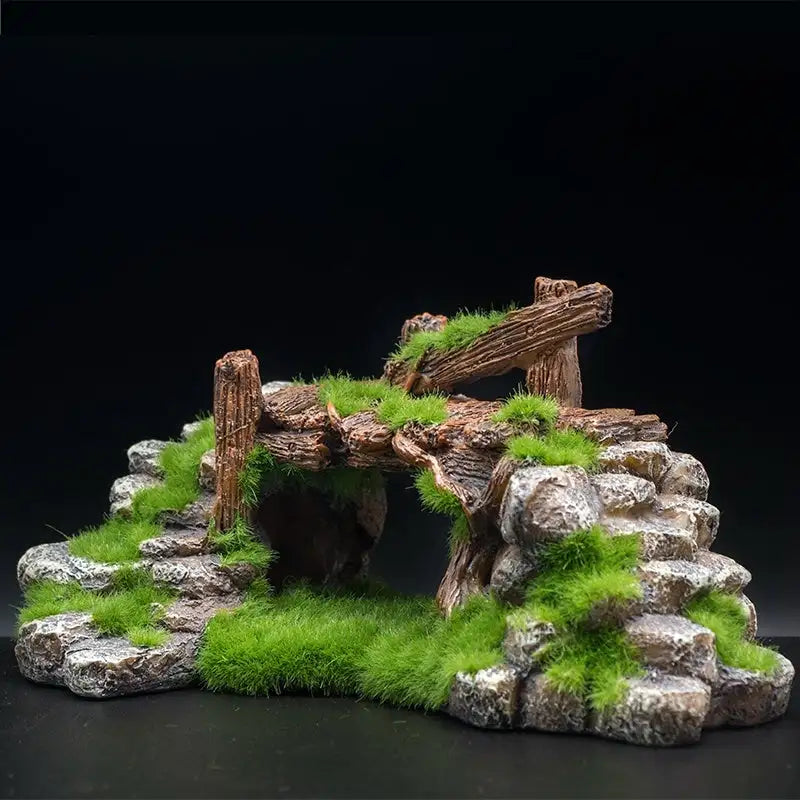 Flocking resin aquarium made of landscape stone decoration - Lootquake