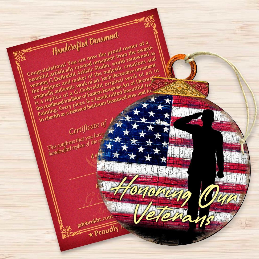 Veterans Honor Ball Wooden Ornaments - International Decor - 8187103