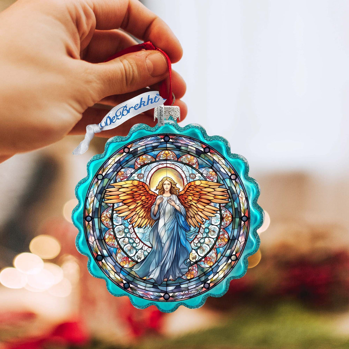 Love Harmony Angel Wreath Glass Ornament by G. Debrekht - Nativity Holiday Decor - 759-054